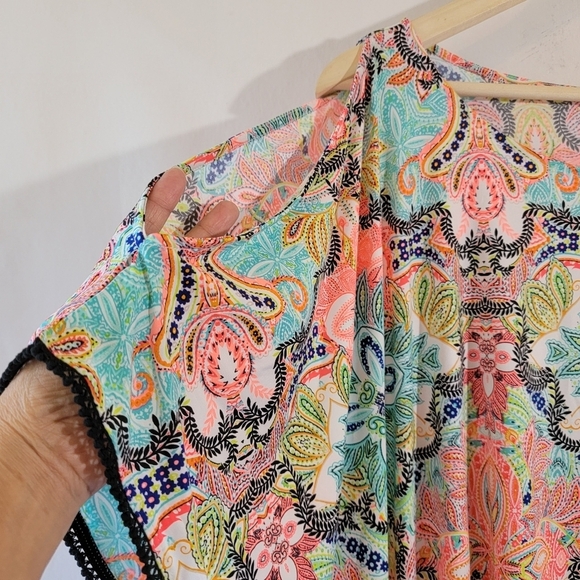 SWIM By Cacique Women's Beach Dress Sz 22/24 Colorful Stretchy Boho Resortwear - Picture 4 of 12